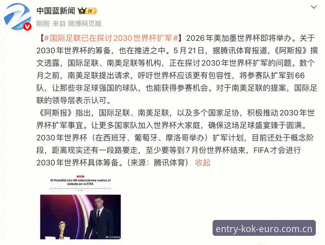 2030年世界杯扩军66队详解：中国男足迎来历史性机遇